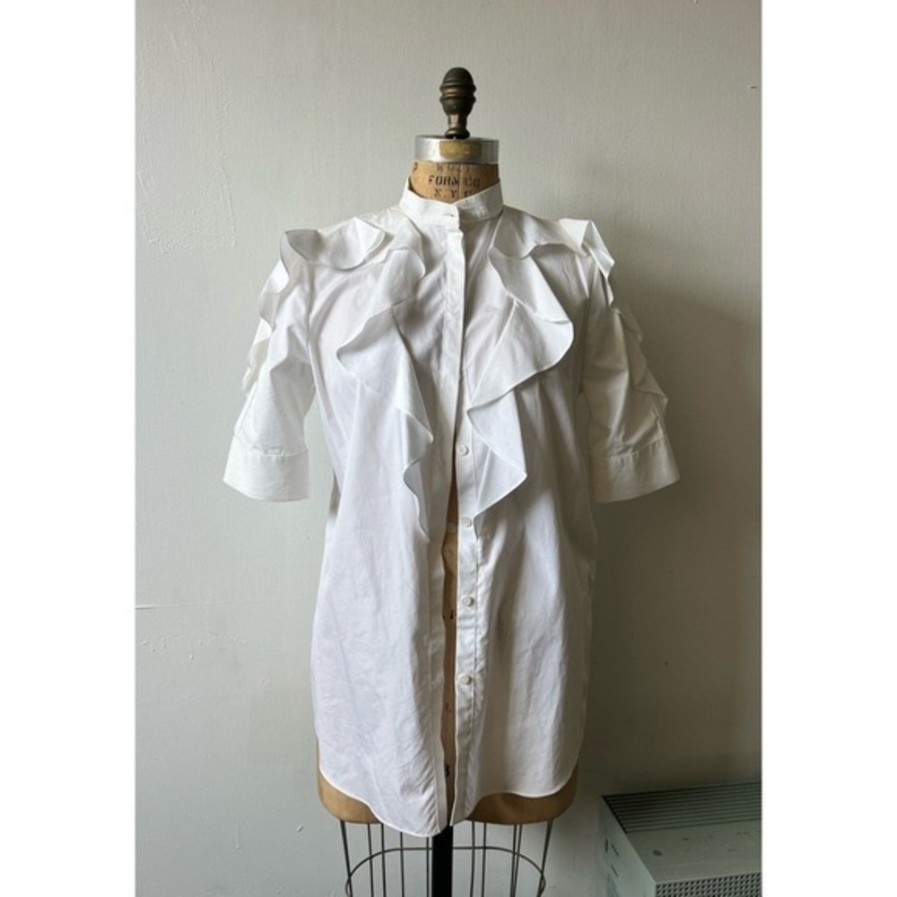 Givenchy White Collared Shirt with Logo Tag
